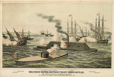 鉄の戦争船間の最初の戦い、1862年発行 作： Henry Bill